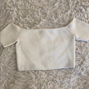 Kendal & Kylie White Off the Shoulder Crop Top